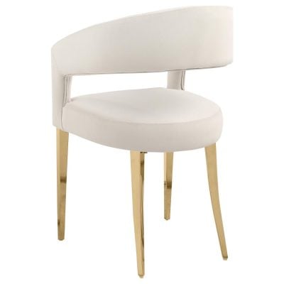 Cream Velvet Chair With Gold Legs