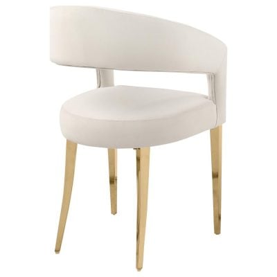 Cream Velvet Chair With Gold Legs