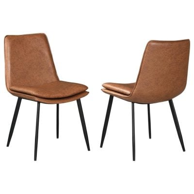 Ortega Brown Leather Dining Chair ( Set of 2 )
