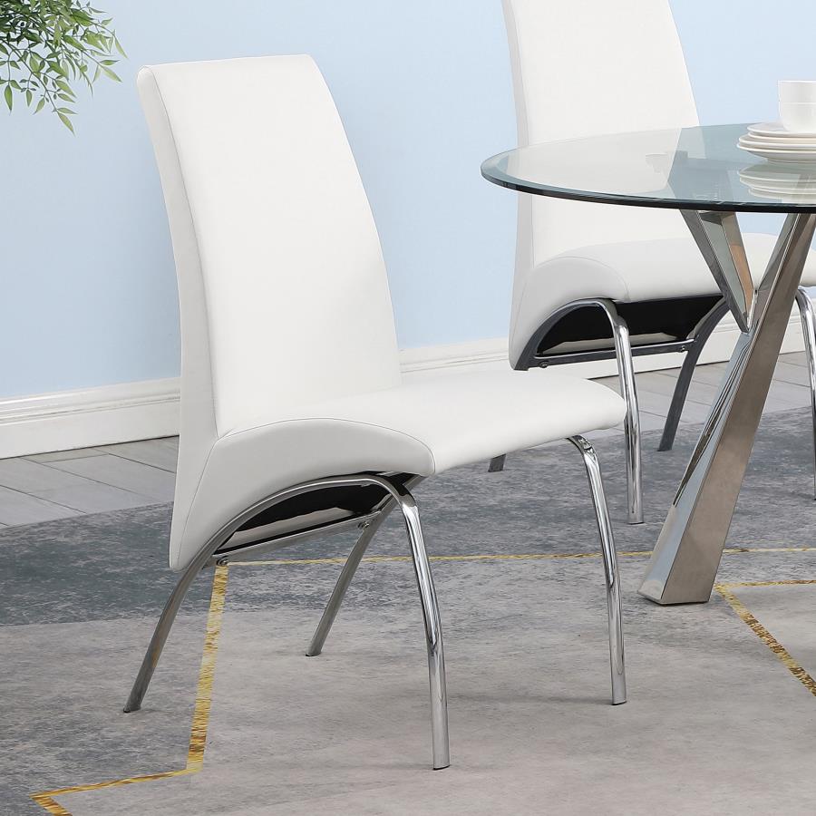 Bishop Modern White Leather Dining Chair ( Set Of 2 ) - KFROOMS