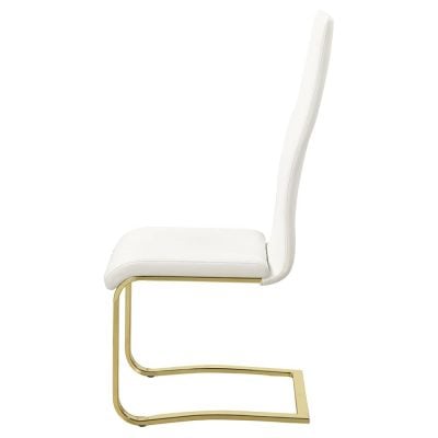 Montclair White Leather And Gold Dining Chair