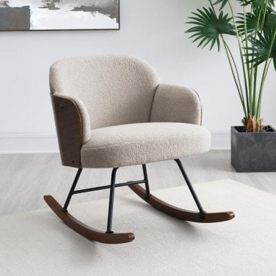 Paige Walnut & Boucle Rocking Chair
