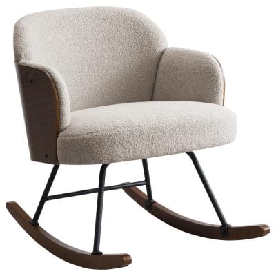 Paige Walnut & Boucle Rocking Chair