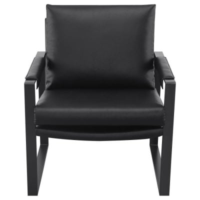 Rosalind Black Leather & Metal Accent Chair