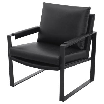Rosalind Black Leather & Metal Accent Chair