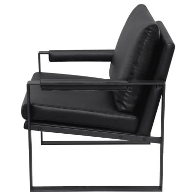 Rosalind Black Leather & Metal Accent Chair