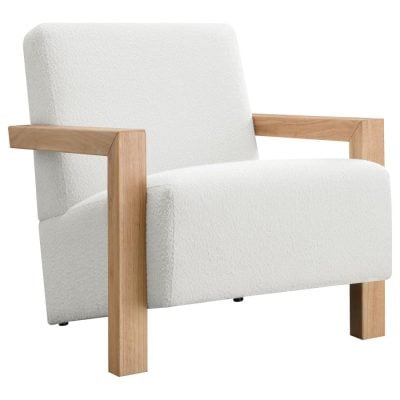 Fitzroy White Boucle & Light Wood Chair