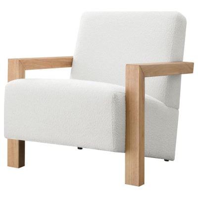 Fitzroy White Boucle & Light Wood Chair