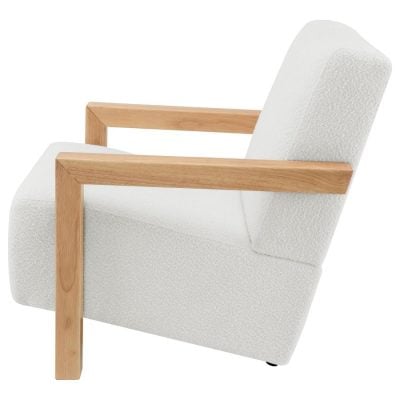 Fitzroy White Boucle & Light Wood Chair
