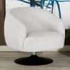 Dave Beige Upholstered Chair With Black Swivel Base