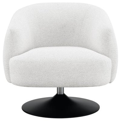 Dave Beige Upholstered Chair With Black Swivel Base