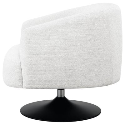 Dave Beige Upholstered Chair With Black Swivel Base