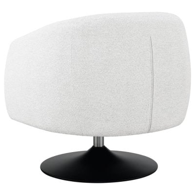 Dave Beige Upholstered Chair With Black Swivel Base