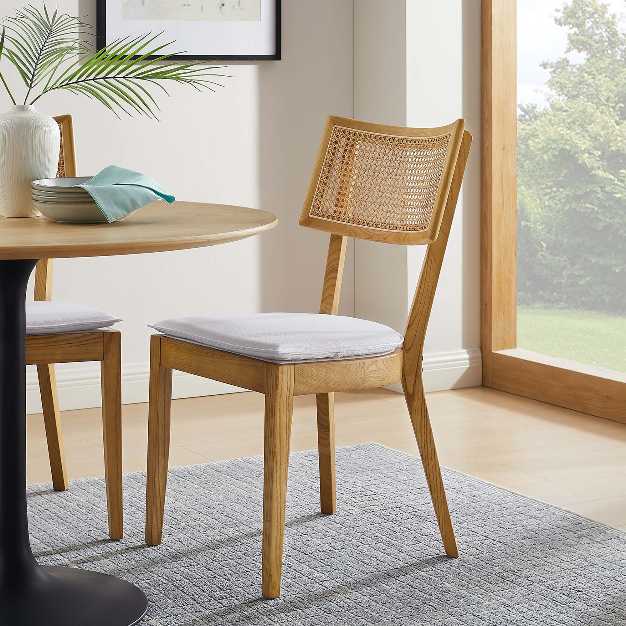 Caledonia Light Wood & Rattan Dining Chair