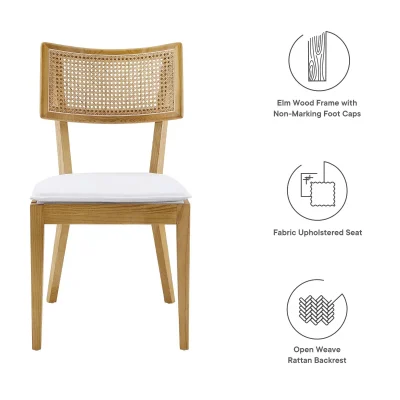 Caledonia Light Wood & Rattan Dining Chair