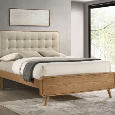 Robyn Mid Century Light Wood Bed