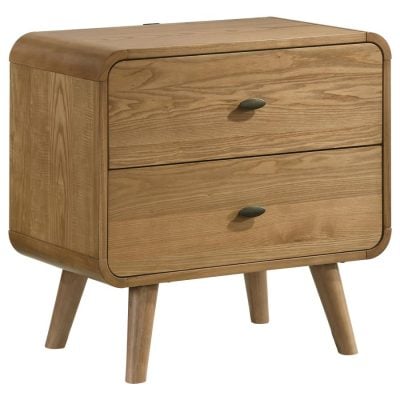 Robyn Mid Century Modern Light Wood Nightstand