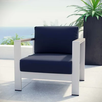 Shore Modern Aluminum Outdoor Blue Chair