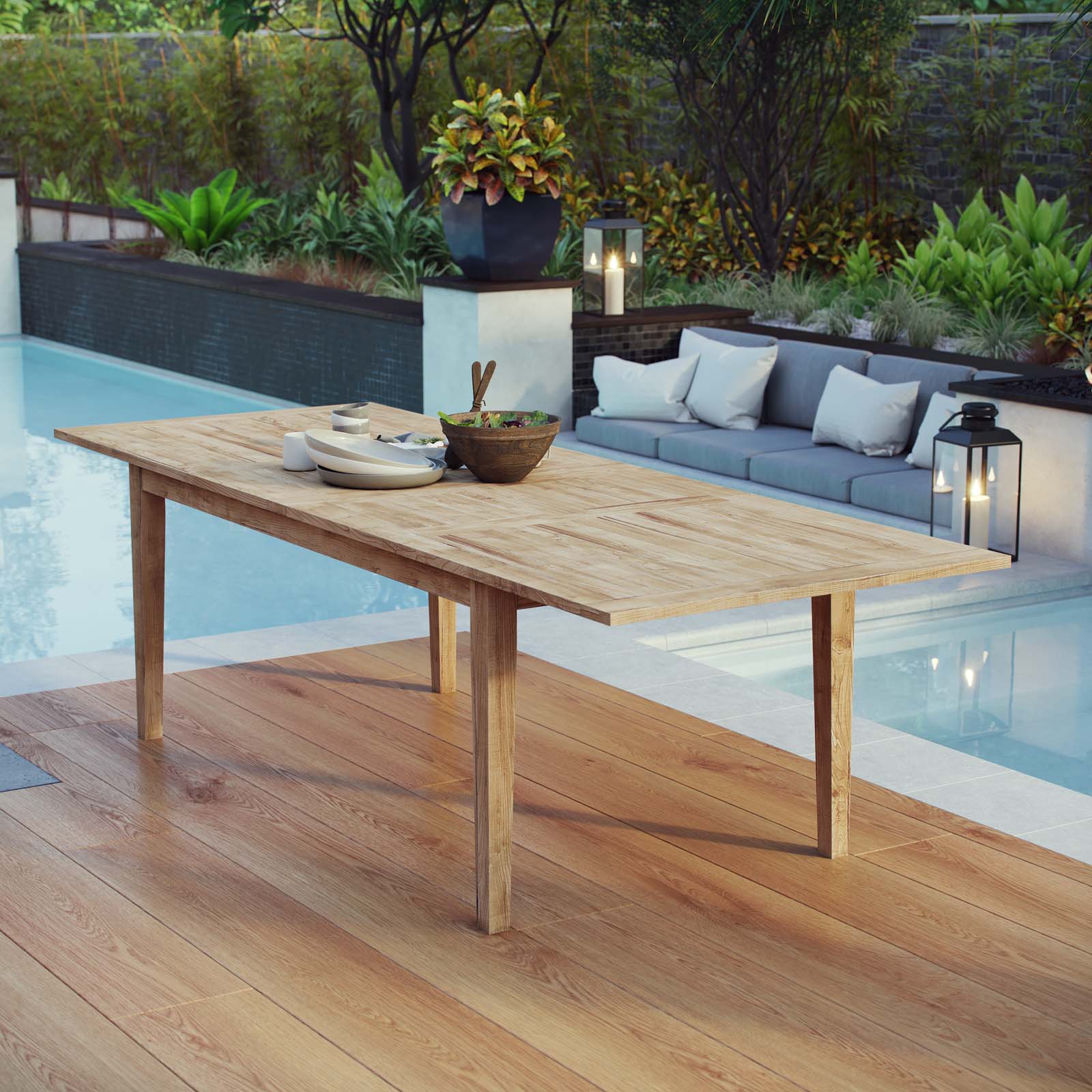 Marina Extendable Teak Solid Wood Dining Table