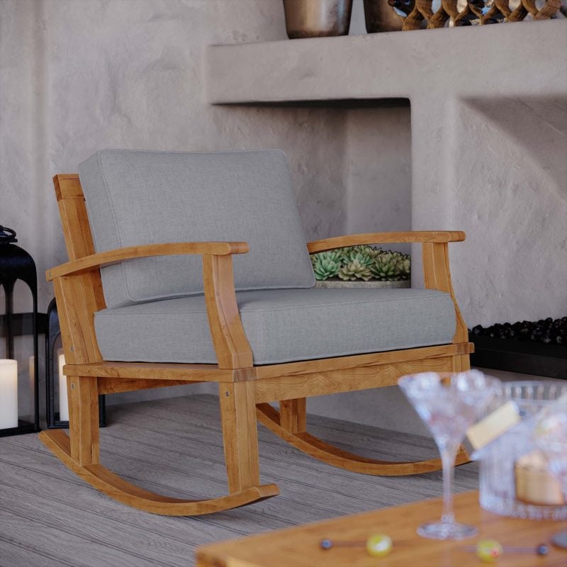 Marina Outdoor Teak Wood Rocking Chair