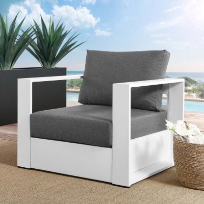 Tahoe Modern Outdoor Aluminum White & Gray Chair