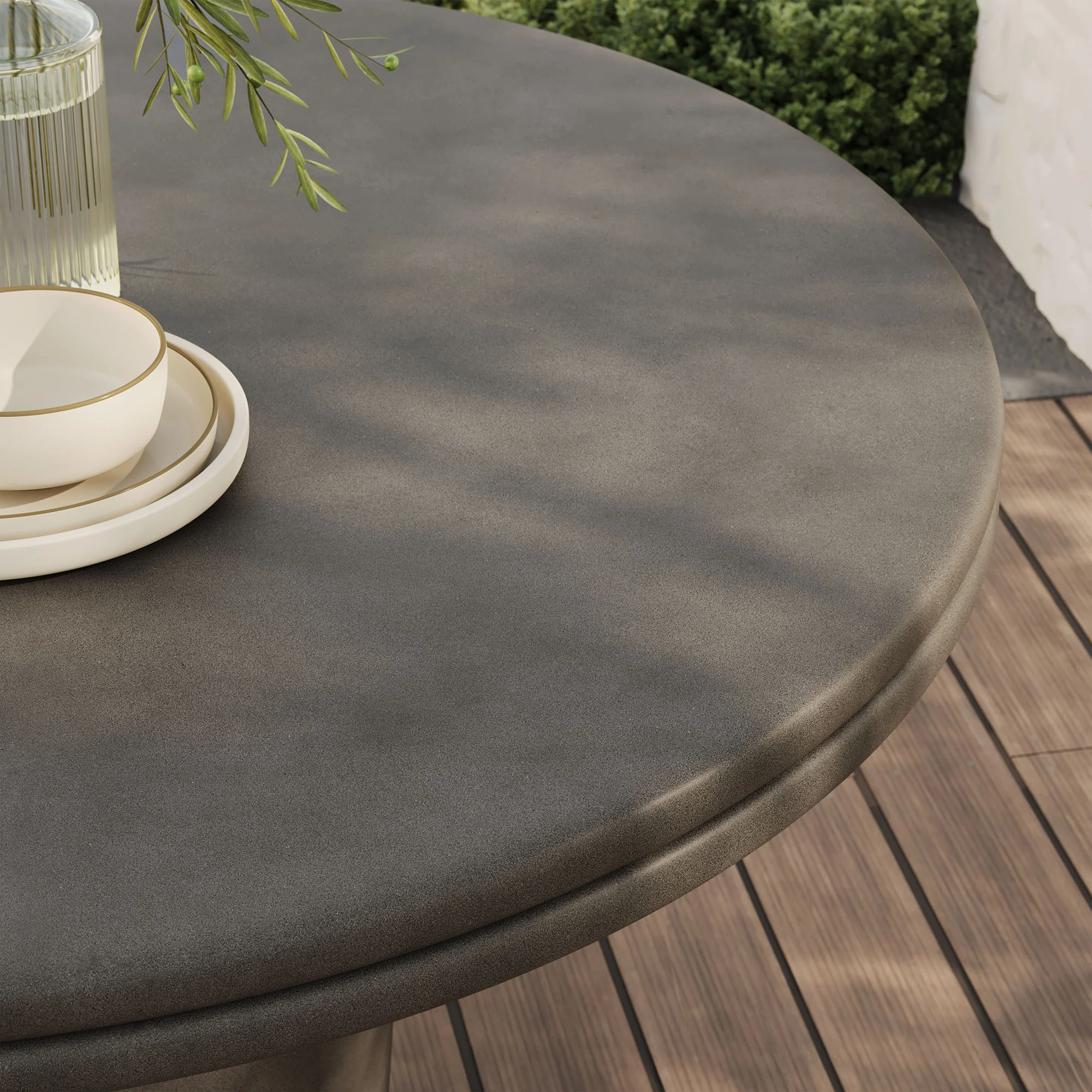 Brion Round Outdoor Gray Concrete Dining Table