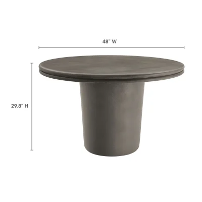 Brion Round Outdoor Gray Concrete Dining Table