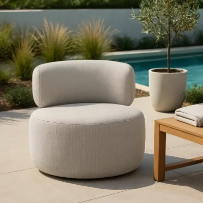 Ellis Light Gray Outdoor Swivel Chair