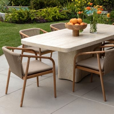 Payson Travertine Outdoor Dining Table