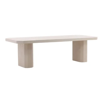 Prism Outdoor Solid Ivory White Concrete Dining Table