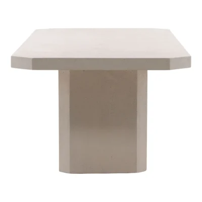 Prism Outdoor Solid Ivory White Concrete Dining Table