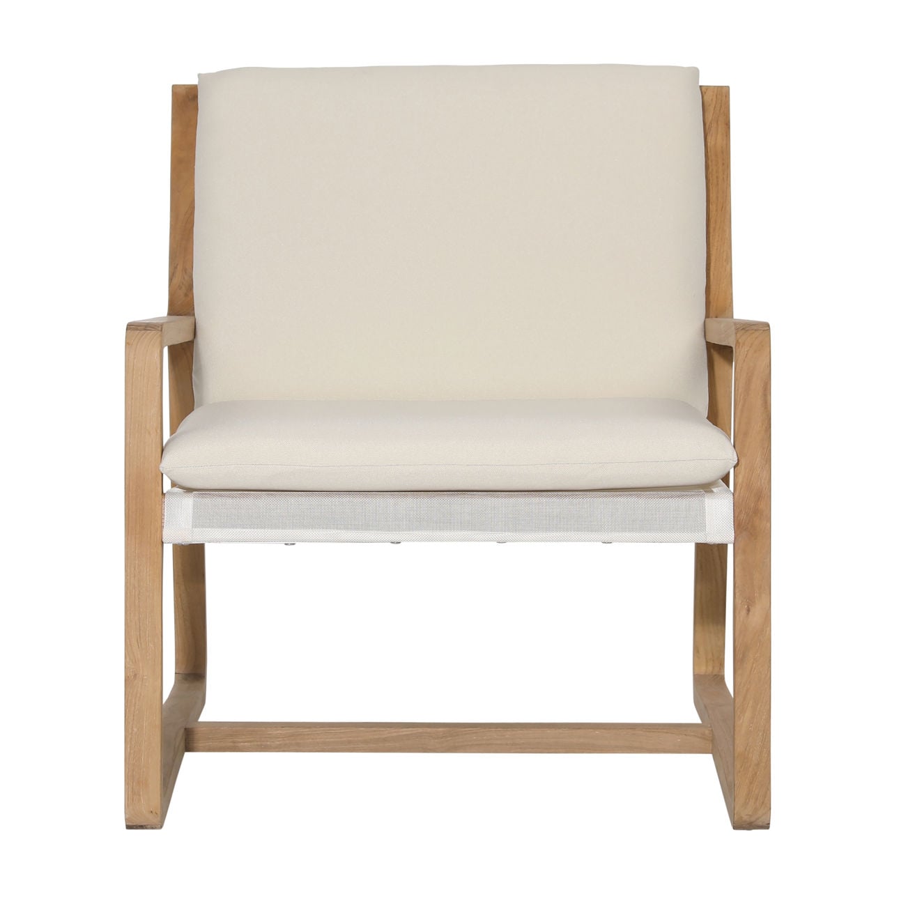Moretti Off White Natural Wood Outdoor Chair