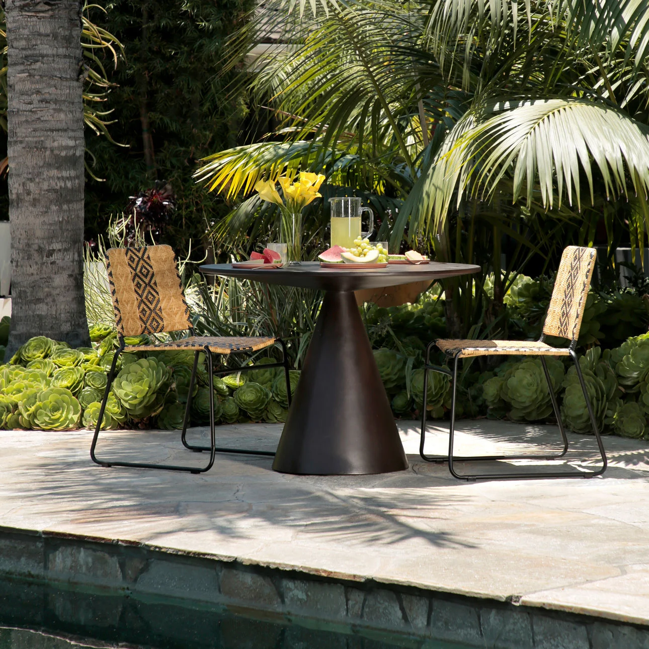 Florina Outdoor Black Concrete Dining Table