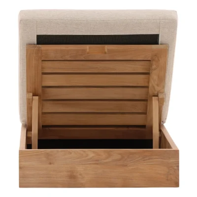 Darlene Beige Performance Fabric Solid Wood Sun Lounger