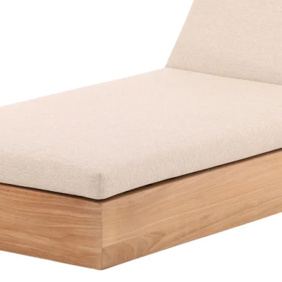 Darlene Beige Performance Fabric Solid Wood Sun Lounger