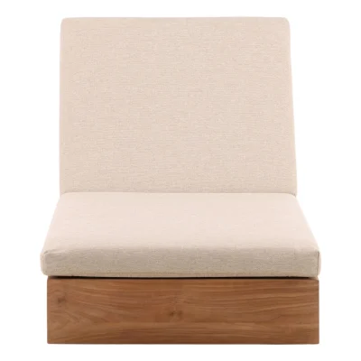 Darlene Beige Performance Fabric Solid Wood Sun Lounger