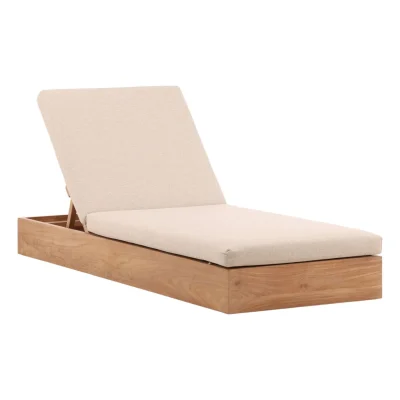 Darlene Beige Performance Fabric Solid Wood Sun Lounger