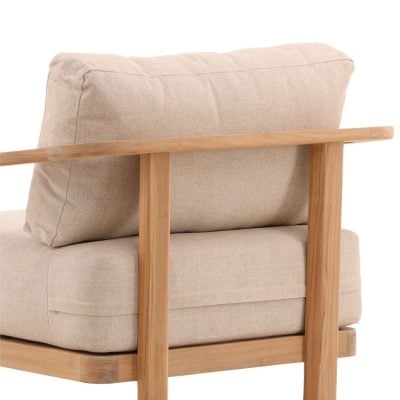 Redford Beige Fabric Teak Wood Outdoor Chair