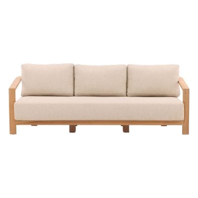 Redford Beige Fabric Teak Wood Outdoor Sofa Set