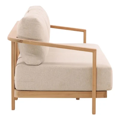 Redford Beige Fabric Teak Wood Outdoor Sofa Set