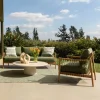 Tahoe Green Fabric & Teak Wood Outdoor Sofa Set
