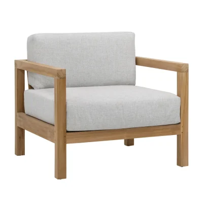 Boe Light Gray Natural Wood Outdoor Chair
