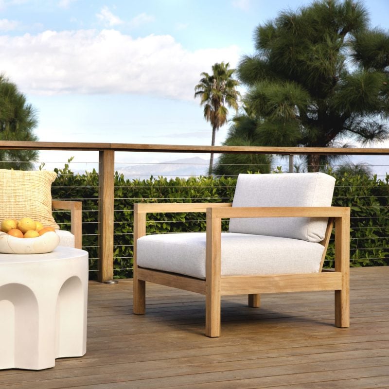Boe Light Gray Natural Wood Outdoor Chair
