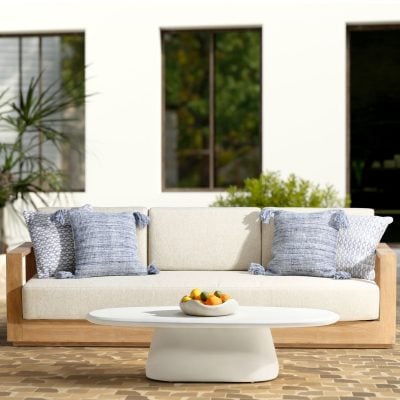 Darlene Beige & Natural Wood Outdoor Sofa Set