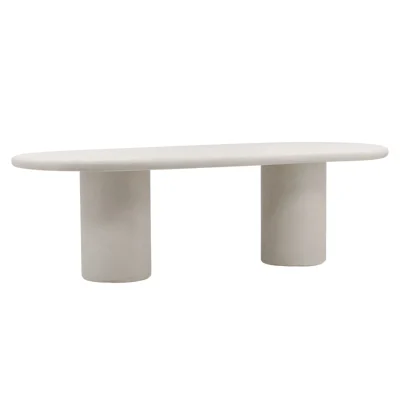 Emerick White Outdoor Oval White Concrete Dining Table