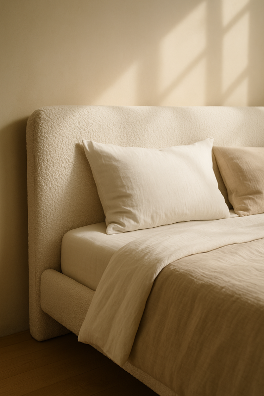 White upholstered bed frame