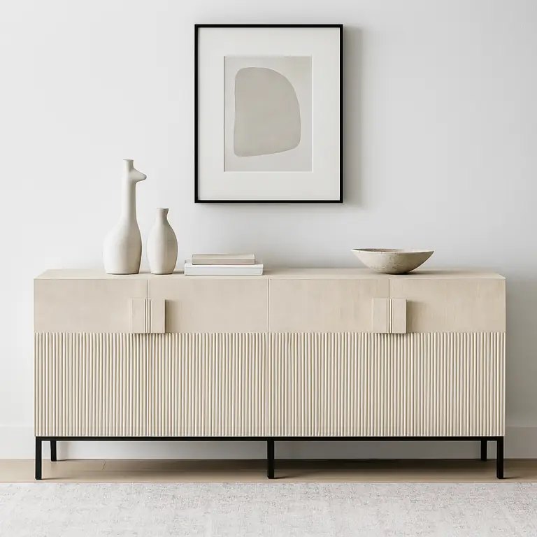 Leila Natural Wood & Iron Sideboard