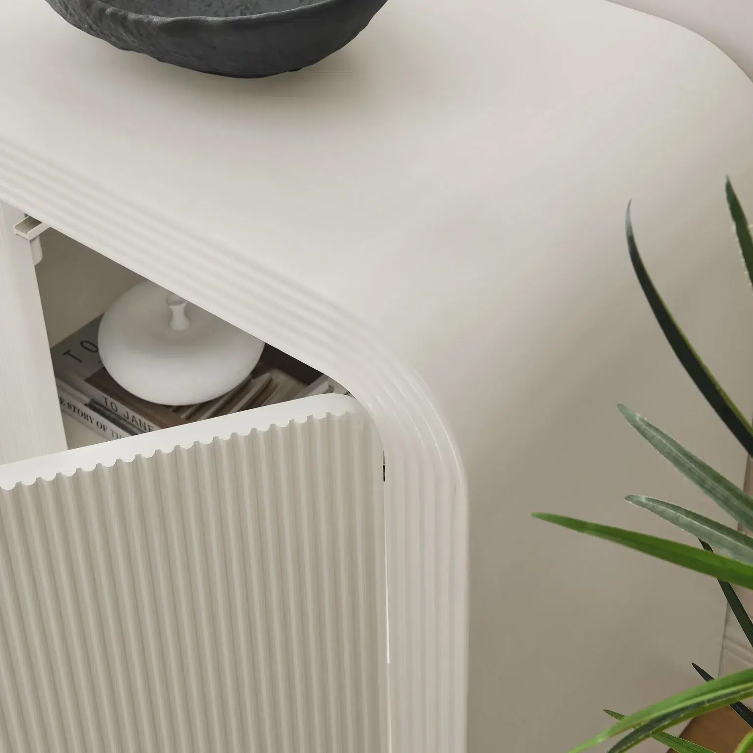 Waterflute Matte White Fluted Sideboard