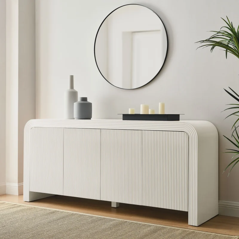 Waterflute Matte White Fluted Sideboard