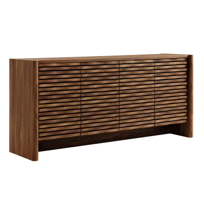 Emric Wave Walnut Wood Sideboard